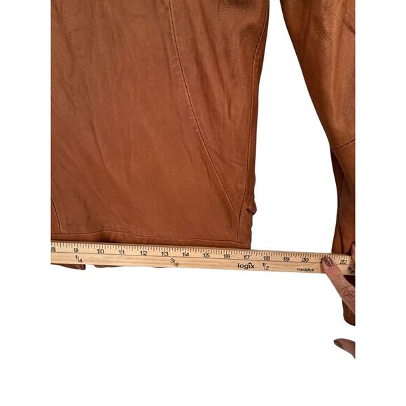 Doma Leather Bikercore Jacket Cognac Zippered Pockets Size Small Moto Collared - Picture 11 of 16